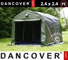 Tält 2,4x2,4x2m PE, med golvtäck, Grön/Grå