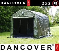 Tält 2x2x2m PE, med golvtäck, Grön/grå